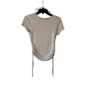 love streak Beige Ruched Women's short sleeve Top y2k